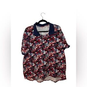 LuLaRoe Men's Red and Blue Patterned Polo Shirt